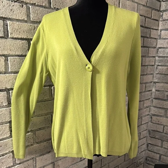 Charter Club Green Cardigan Sweater V-Neck Knit - Picture 3 of 6